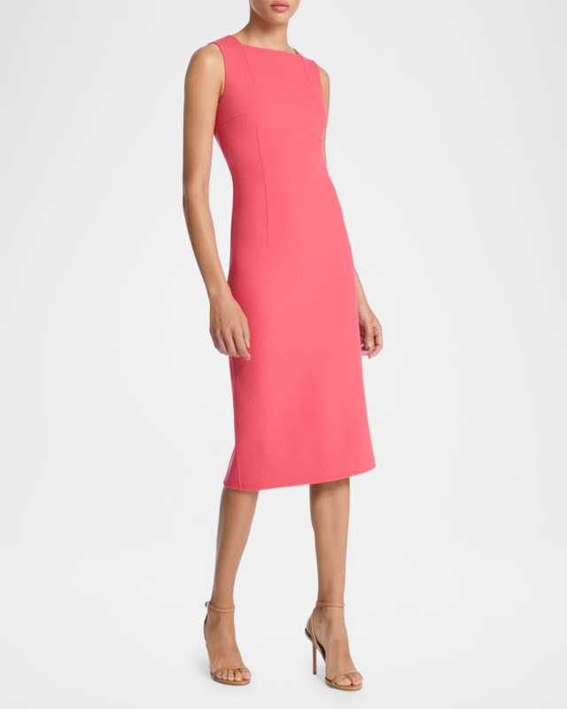 Square-Neck Crepe Sheath Dress